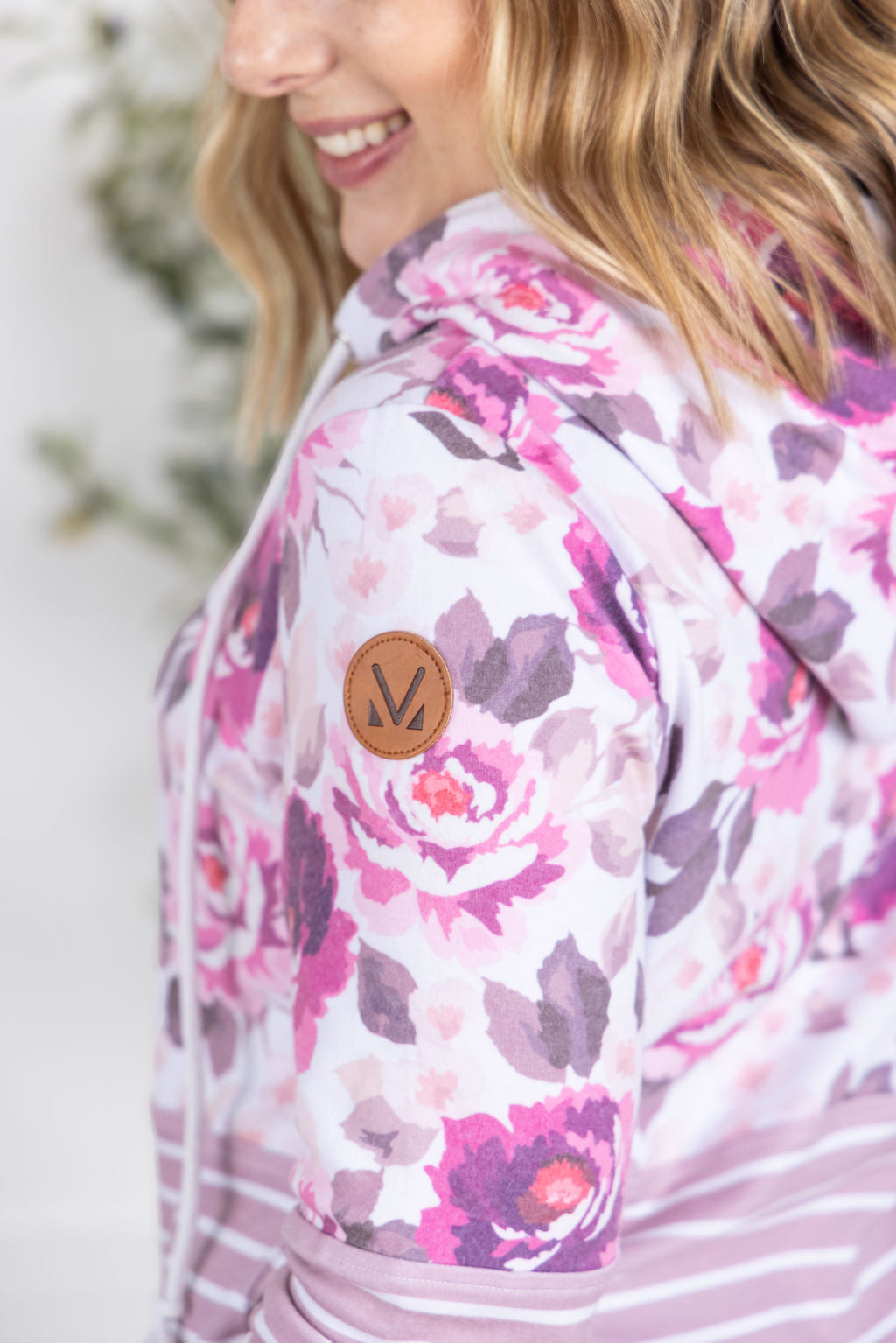 Hailey Pullover Hoodie - Autumn Blossom and Stripes